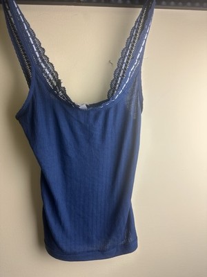 Free People S Intimately FP Only You Camisole Tank Ribbon Trim Denim Blue NWT 81