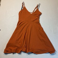 Forever 21 Rust Spagetti Strap Suplice Cutout Skater Dress, Size S Adjustible