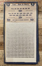 Rare 1960s VTG Unpunched Foil Gambling TOM DICK & HARRY Punch Board #'s Game 