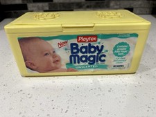 Playtex Empty Baby Wipe Full Size Yellow Pop-Up Refillable Container Vintage Vtg