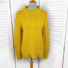 J. Crew Always 1988 Roll Neck Sweater Women Medium Yellow Mustard Fisherman Prep