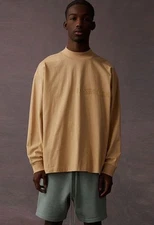 Fear Of God Essentials Long Sleeve Logo Tee Shirt Men XXL Sand Beige SS23