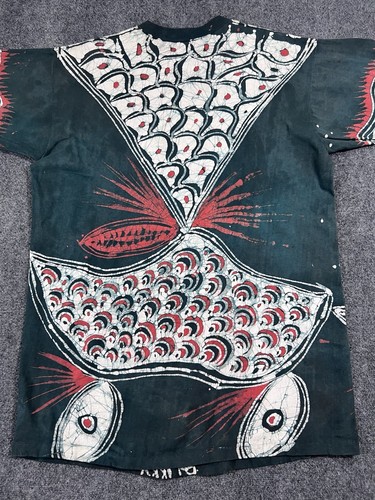 Rare Vintage Hand Wax Batik Hand Dyed T-Shirt XXL Single-Stitch Dead Band - Picture 16 of 19