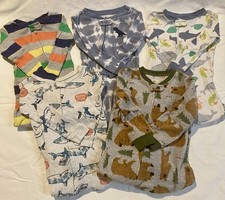 Lot Of 5 Carters One Piece Footed  Long Sleeved Pajamas -Size 2T Toddler Boys