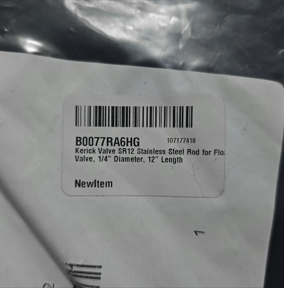 Kerick Valve SR12 Stainless Steel Rod for Float Valve 1/4" Diameter 12" Length - Image 4 of 4