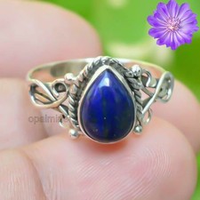 925 Sterling Silver lapis Lazuli Gemstone Beautiful Handmade Woman Gift Ring