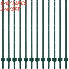 6/8/12PCS 3/4/5Ft Fence Posts Sturdy Duty Metal Fence Post No Dig Garden U Post