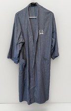 Christian Dior Vintage Embroidered Blue Chambray Luxury Cotton Unisex Robe O/S