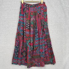 Vintage F.A. CHATTA LTD Multicolor Floral Paisley Maxi Skirt Pleated Cottage Y2K