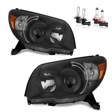 Headlights W/Bulbs for 2006 2007 2008 2009 4Runner Black - With H/L Beam Bulbs