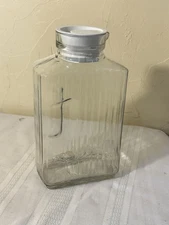 Vintage Anchor Hocking Ribbed Glass 2 Qt Refrigerator Pitcher Lid