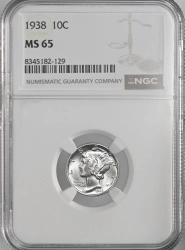 1938-P  10C  MERCURY SILVER DIME  "PHILADELPHIA MINT"  NGC MS65 #8345182-129