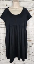 Pact Black Knit Shirt Dress M Short Sleeves Organic Cotton Blend Womens