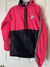 Victoria's Secret PINK Fleece Lined Anorak Jacket Windbreaker XS Hot Pink Black