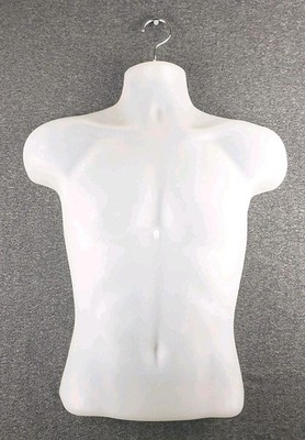 Molded Man's Shirt Torso Frosted Fits S - L Hanging Male Mannequin White Frosted
