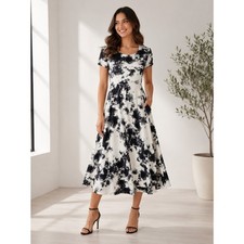 Raga Size S Black White Midi Dress Tie dye Coastal Urban Airy Effortless Revolve