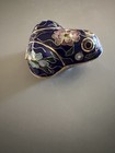Vintage Chinese Cloisonne Frog Box Hand Painted Enamel with Floral Designs Brass