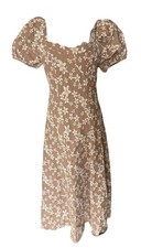 Shein Womens Puff Sleeve Floral Milkmaid Babydoll Maxi Dress Size S Coquette