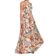 LULUS Floral Halter Maxi Dress NWT XL Multicolor Garden Print Flowy Gown