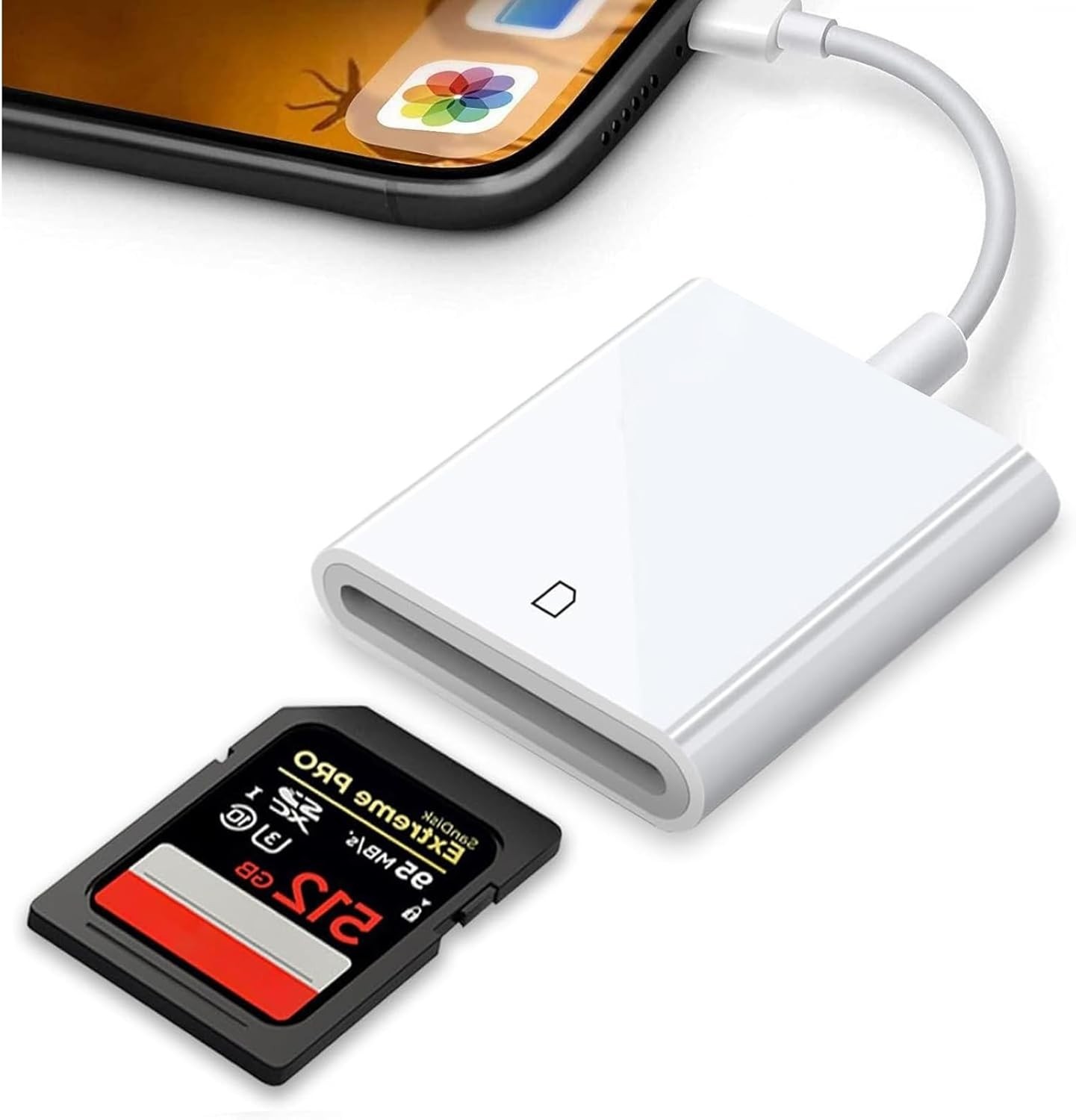 Lightn-ing SD Card Reader for iPhone & iPad - Plug & Play Photo Transfer, Compa