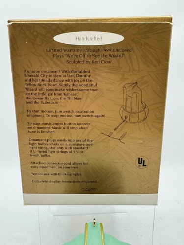 1996 HALLMARK Keepsake EMERALD CITY WIZARD OF OZ Motion Music CHRISTMAS ORNAMENT - Picture 8 of 8