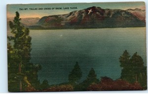 Mount-Mt-Tallac-Cross-of-Snow-Lake-Tahoe-California-CA-Vintage-Postcard-C22