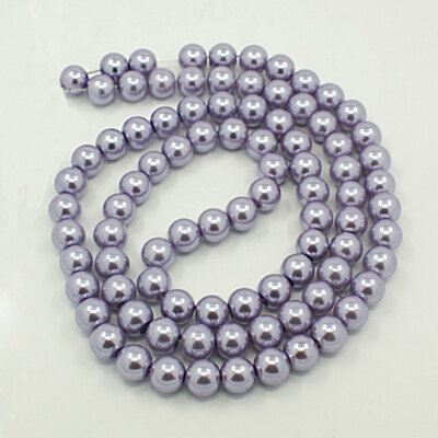 BD379 140 Glass Beads 6mm Faux Pale Blue Pearl Strand