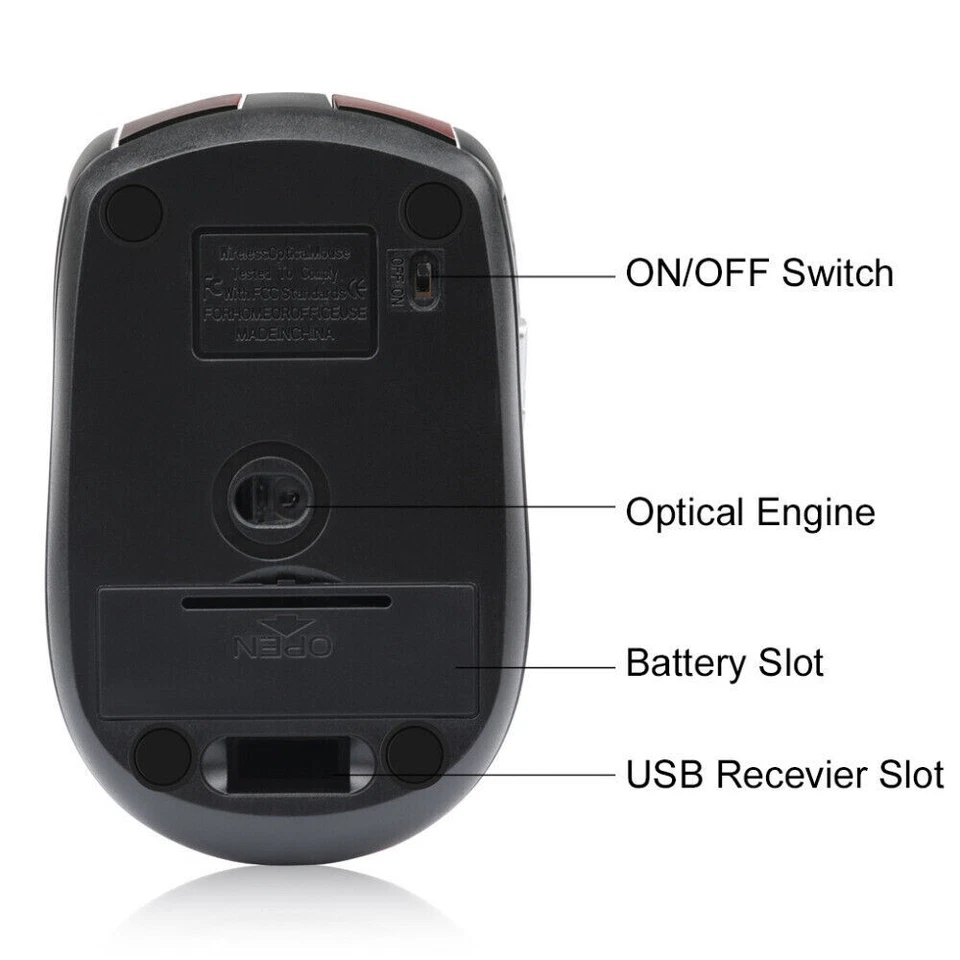 2 Wireless Optical Mouse Mice 2.4GHz USB Receiver For Laptop PC Computer DPI USA - Image 4 of 4