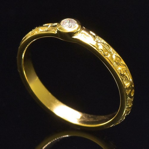 Ring size 7.5 Gold Vermeil Sterling Silver Genuine Natural 0.08ct Diamond 2.24 g - Picture 9 of 9