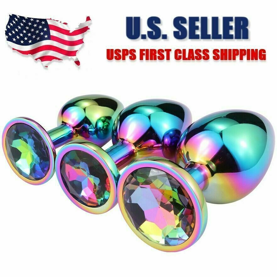 Male Female Butt plug Sex Toys Rainbow Metal Stainless Steel anal ass Jewel | eBay