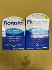 2 New Florastor Dual Action Probiotic Supplement - 50 Capsules Each Exp. 09/27