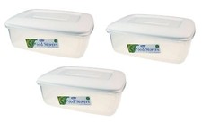 Image of 3 x Whitefurze Rectangular Plastic Microwave Safe Food Storage Box with lid 3L