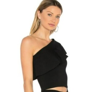 black one shoulder ruffle top