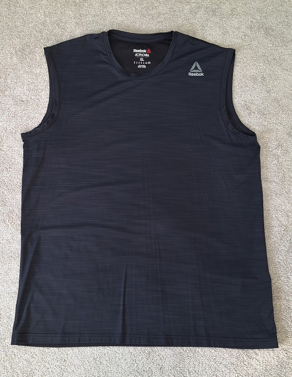 Reebok Activchill Sleeveless Shirt Mens XL Black Tank Top