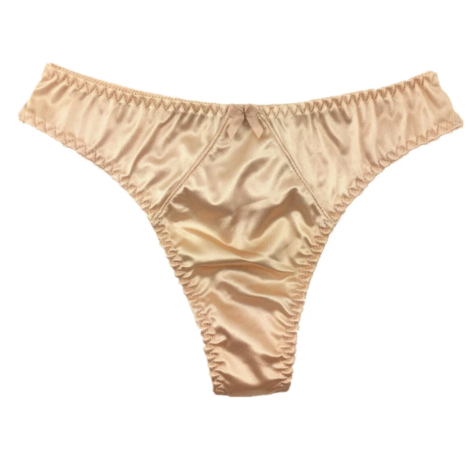 Lote de 5 piezas de tangas de satén sexy para mujer bragas ropa interior tanga sedosa, S M L XL Foto 2 de 4