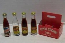 Mini RC Royal Crown soda bottles with carrier + Frostie rootbeer