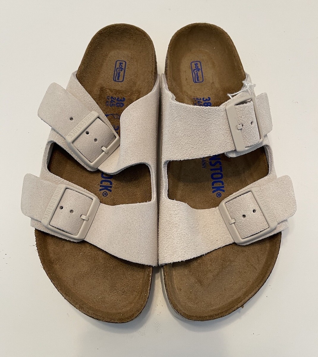 NWOT BIRKENSTOCK ARIZONA SOFT FOOTBED SANDALS ANTIQUE WHITE