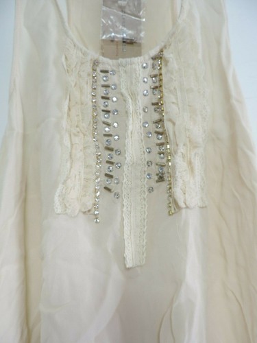 River Island Embellished Dip Hem Tank Top Cream Size UK 12 rrp £28 DH009 RR 03 - Picture 2 of 4