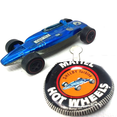 Hot Wheels Redline Shelby Turbine Car 1969 Blue Made In Hong Kong