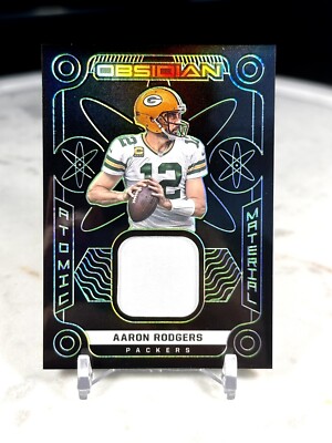 Aaron Rodgers /50 Atomic Materials 2022 Panini Obsidian Green Etch GAME WORN