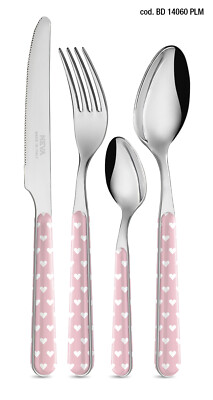 NEVA BISTROT DECOR collezione CUORI posate tavola servizio 24pz colore A SCELTA