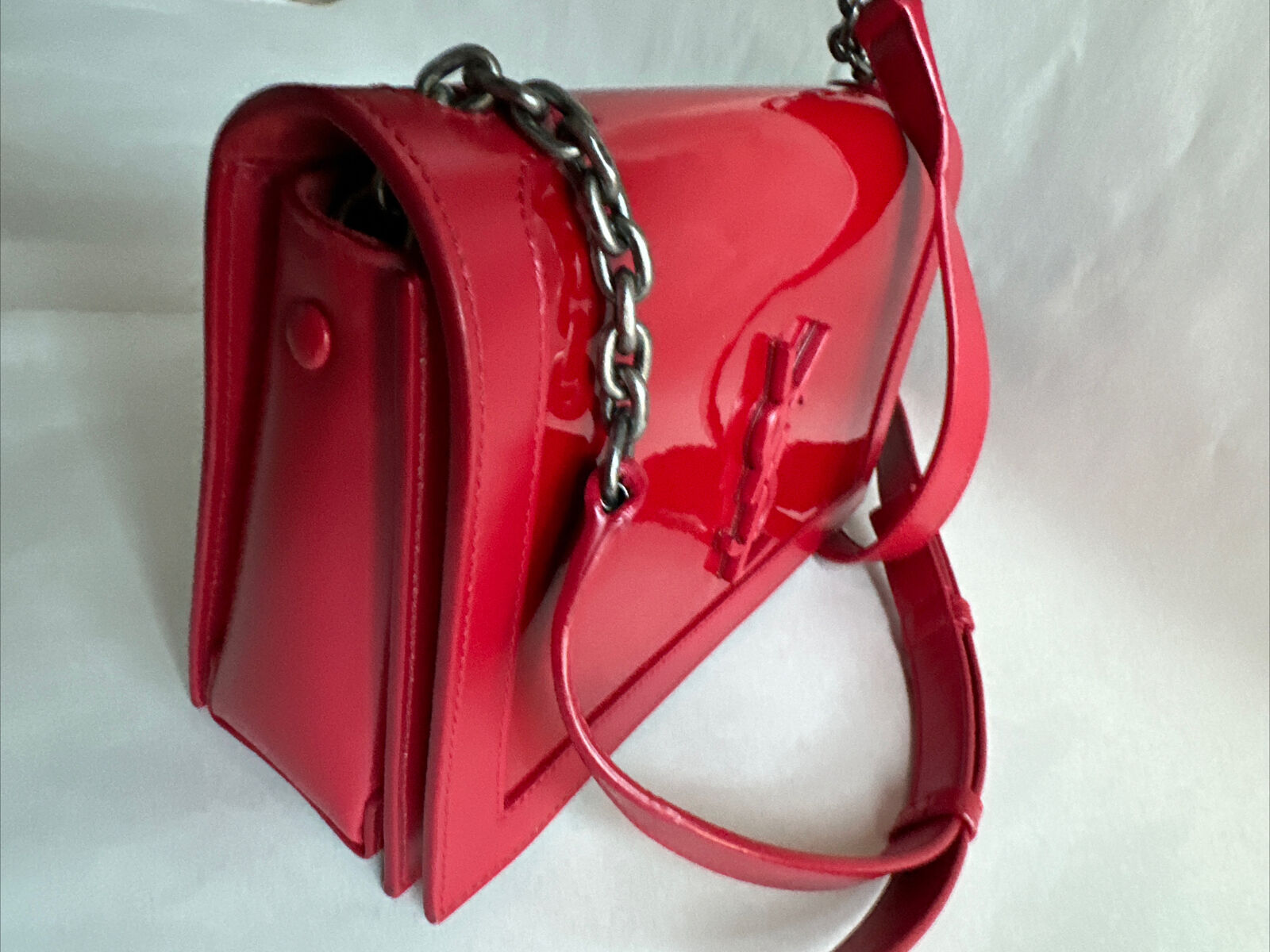 Saint Laurent Paris YSL Medium Red Patent Leather… - image 9