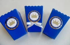Royal Prince Party favors. Royal Blue, Popcorn, goodie bags  SET OF 10