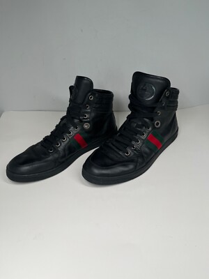 Gucci Coda Guccissima Black Leather High-Top Sneakers 221825  display picture 1