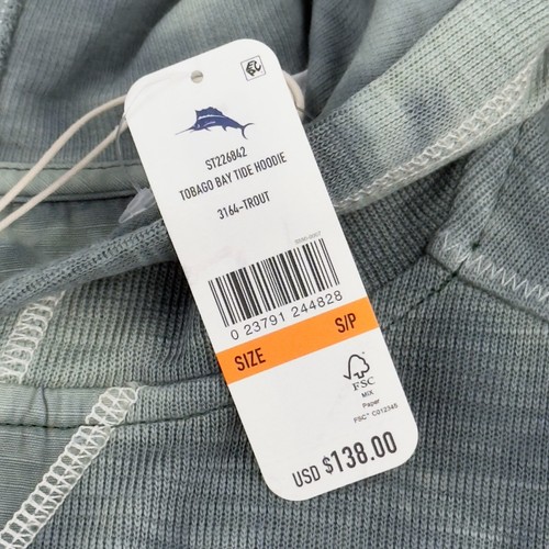 Tommy Bahama Tobago Bay Tide Hoodie Men Size Small Trout Green Tie Dye $138 - Picture 3 of 10