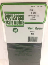 Evergreen Scale Models 9514 Black Styrene Sheets, .03x6x12" (2 Pack)