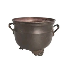Copper Pot Planter Footed Brass Handles Feet Ornate Legs Patina Vintage Decor