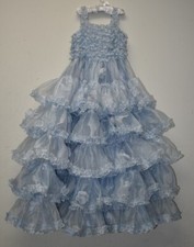 New LoveShackFancy Dress Tiered BESPOKE Wedding  Flower Girl Blue Ball Gown 4 5