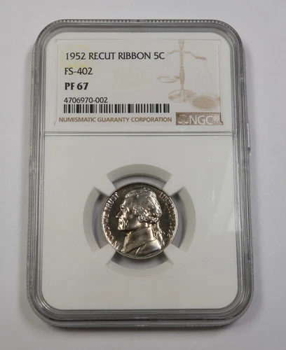 1952 NGC PF67 RECUT RIBBON | Jefferson Nickel - US 5c Coin #40338A