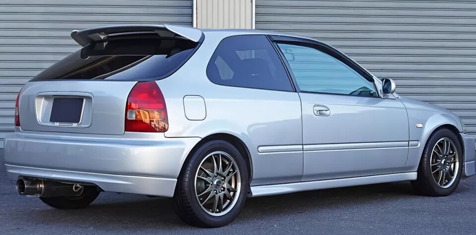 1996-2000 Honda Civic 3D HB TR Type Unpainted Black PU Rear Bumper Lip ...